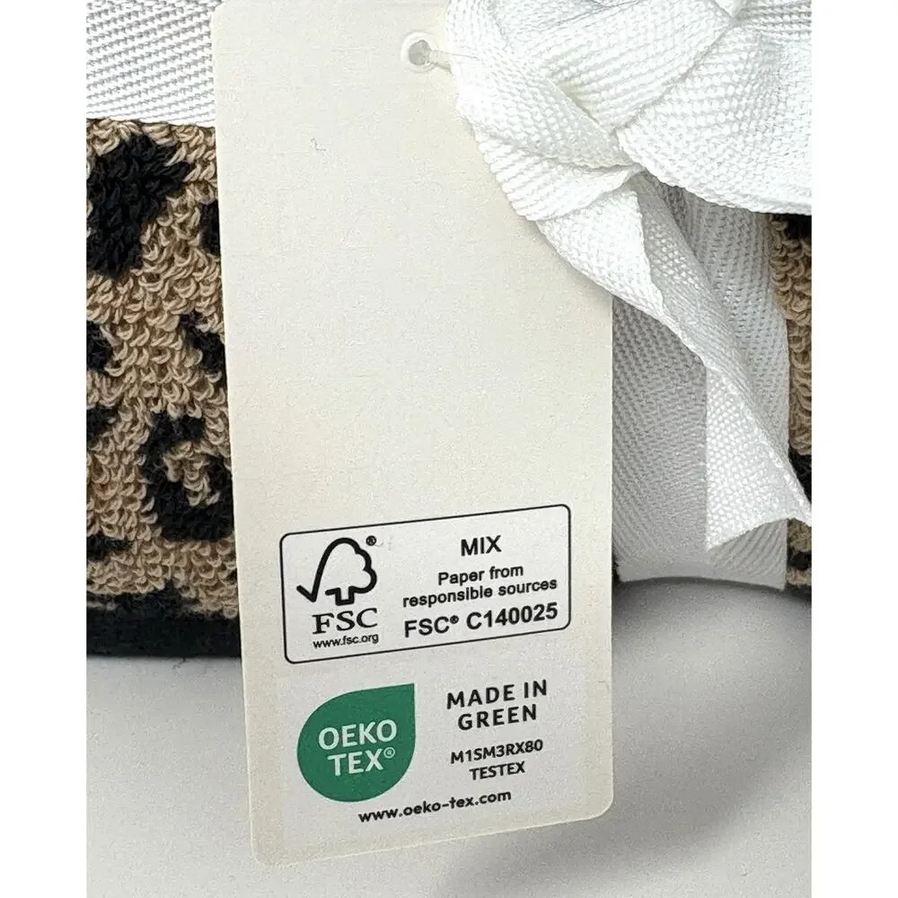 Rachel Zoe Animal Leopard Print Hand Towels Black Brown NWT Set 2 Pcs